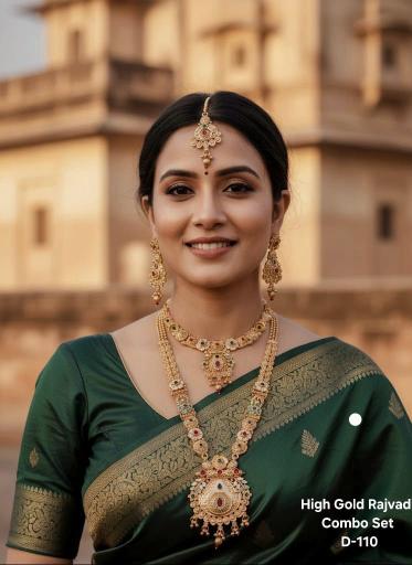 High gold rajvadi combo set D 110 Artificial jewellery wholesale suppliers in Delhi